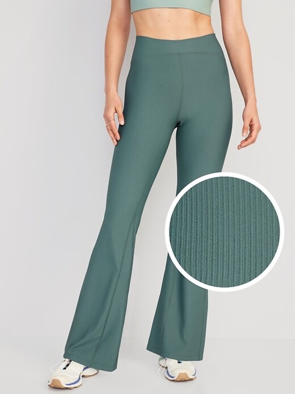 Old Navy Powersoft High Rise Ribbed Flared Leggings Teal Size XXL Tall